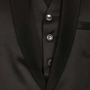 Poly Blend Notched Lapel Black Tuxedo 3Pc Suit